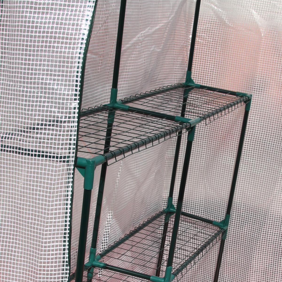 Outsunny Greenhouse for Outdoor Gardening, 2-Tier Shelf, UV-Resistant PE Cover, 143 x 143 x 195 cm, Green