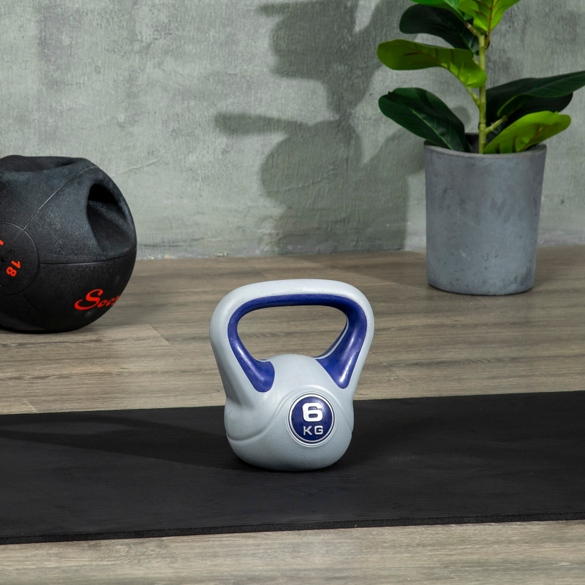 SPORTNOW 6kg Kettlebell with Handle for Home Gym, Purple/Grey