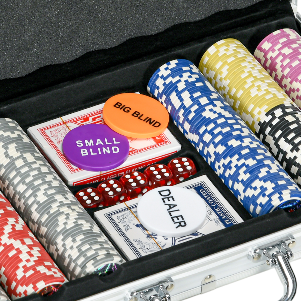 SPORTNOW 300-Piece Poker Chip Set with Mat, Case & 2 Decks