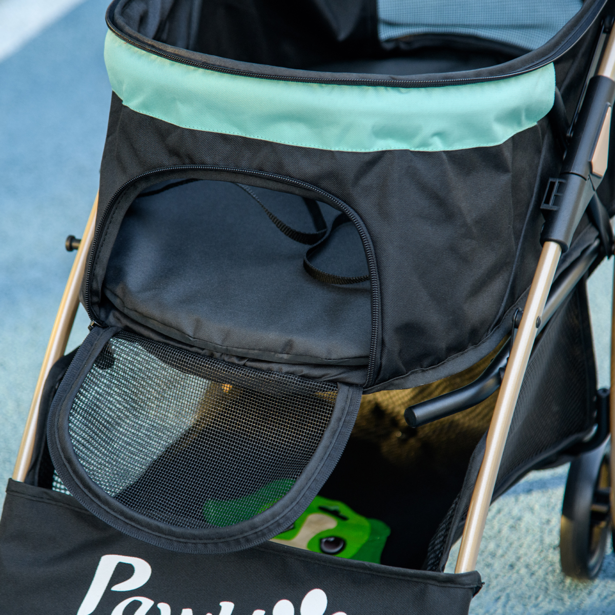 PawHut Foldable Pet Stroller for XS and S Dogs with Rain Cover - Green