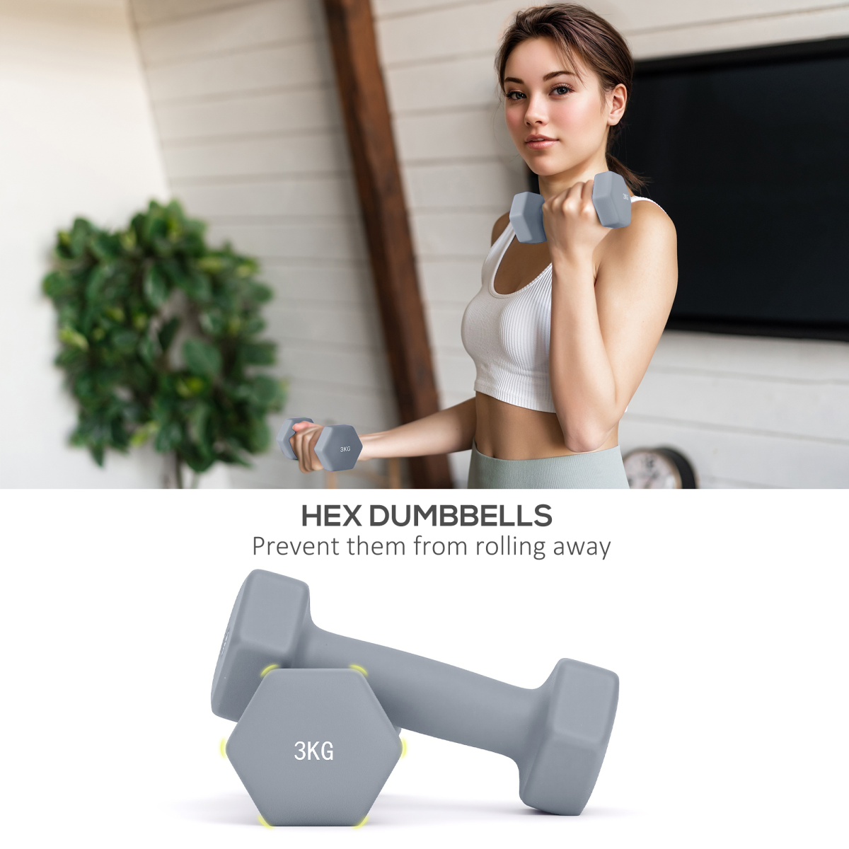 SPORTNOW 6-Piece Dumbbell Set with Storage Rack, 1kg-3kg, Multi-Colour