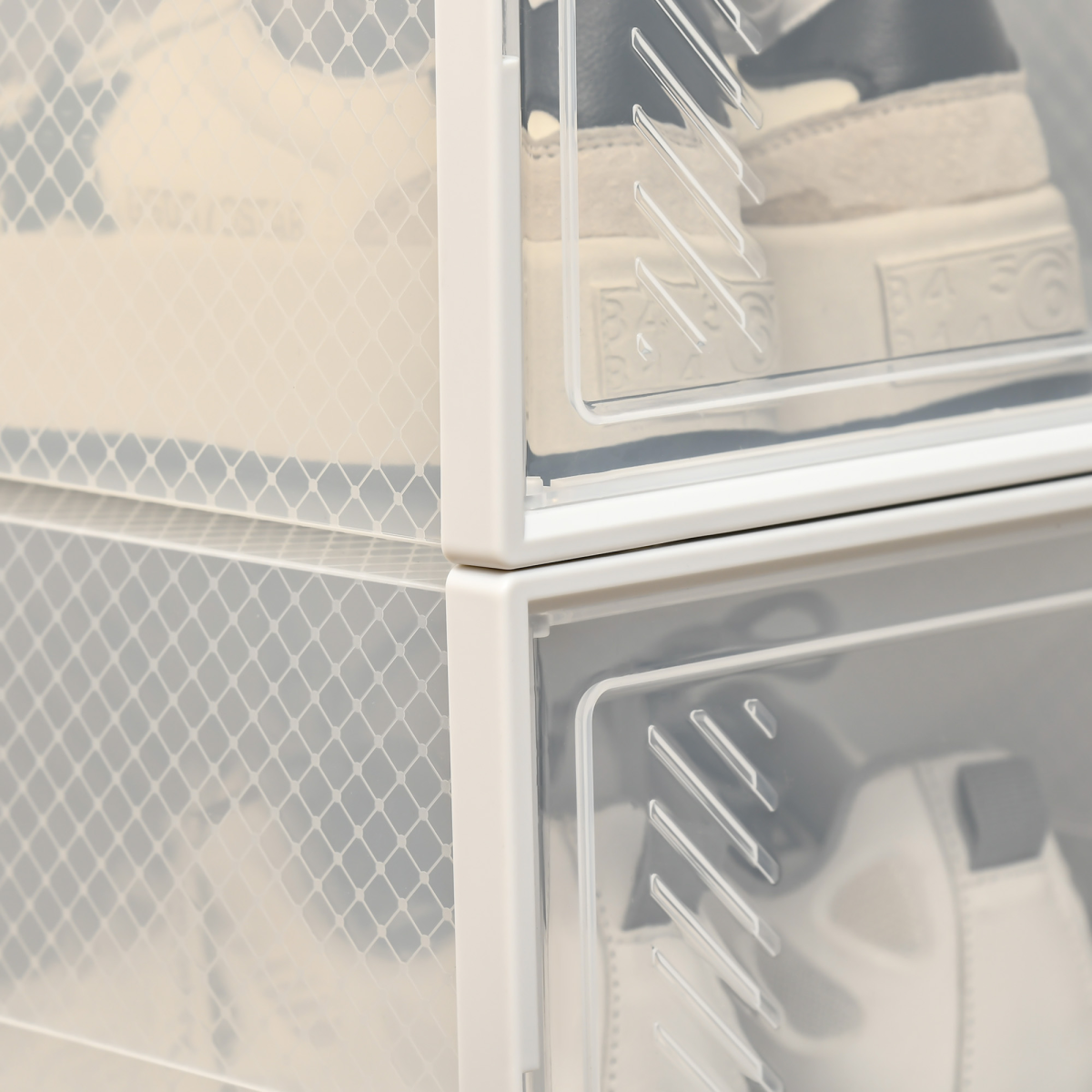 HOMCOM 18-Piece Clear Plastic Shoe Boxes, UK/EU Size up to 8.5/43, 25 x 35 x 19cm