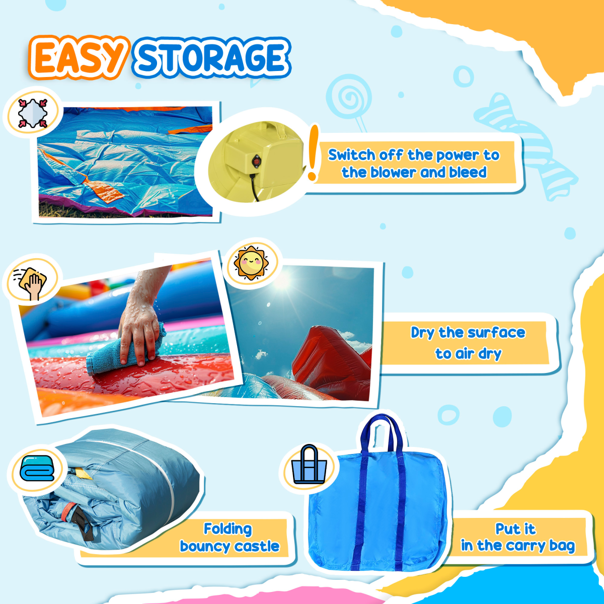 Inflatable Bouncy Castle with Slide, Pool, Trampoline, Wall & Blower