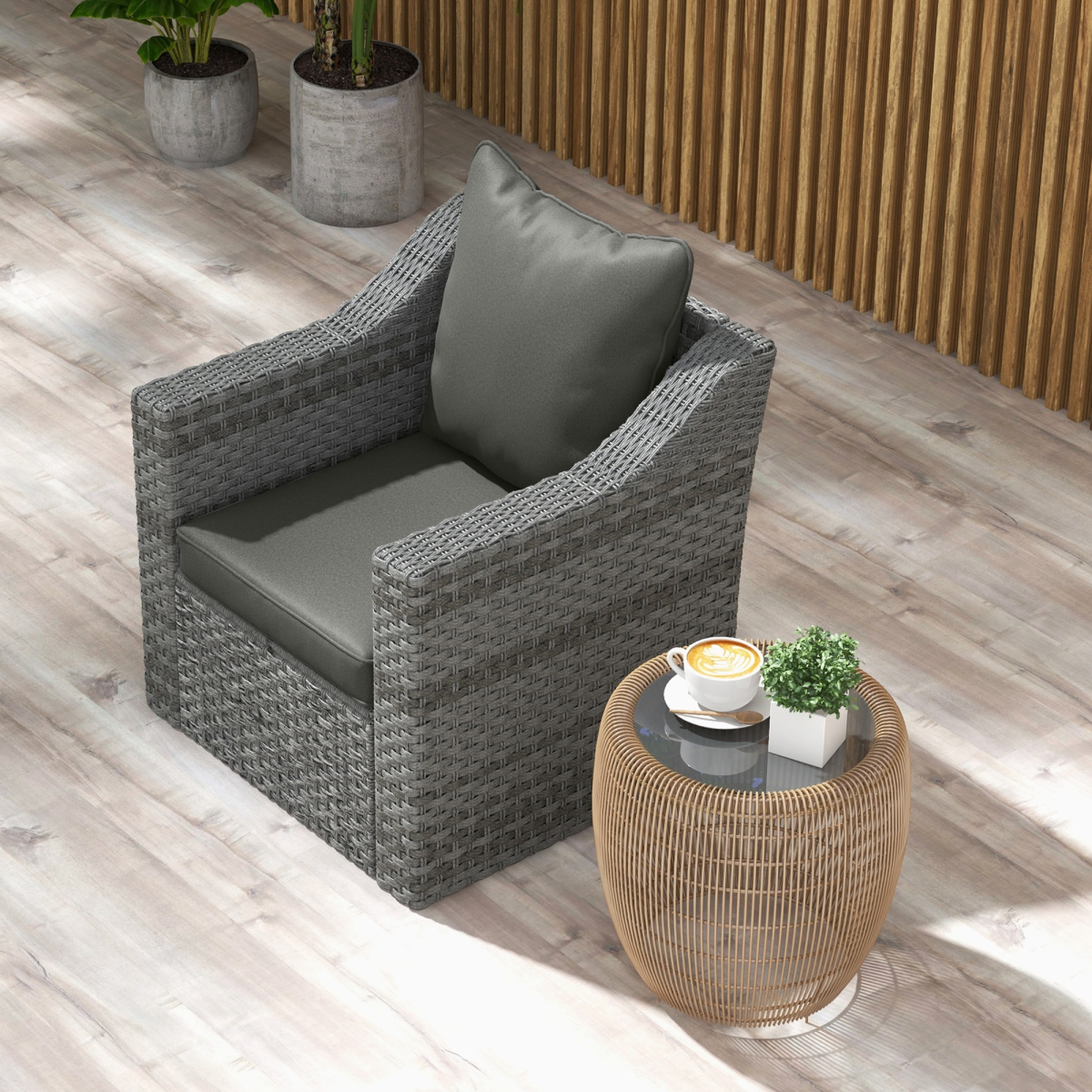 Outsunny Outdoor Seat and Back Cushion Set, Charcoal Grey