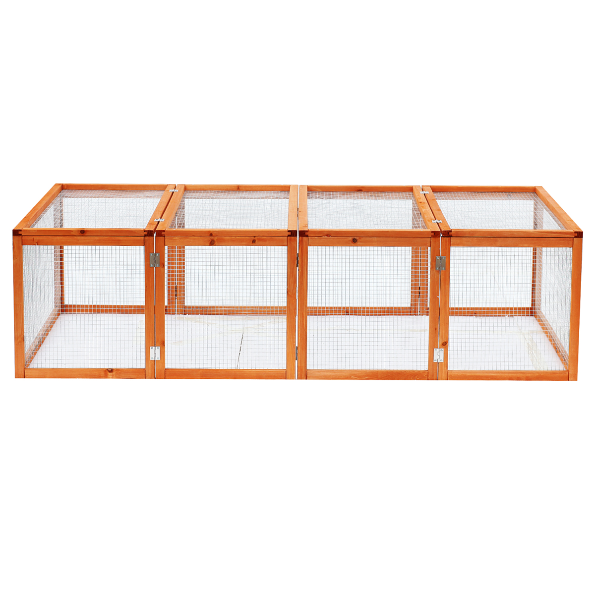 Pawhut Rabbit Hutch with Run and Play Space, Outdoor Mesh Wire Safety, Fir Wood and Metal