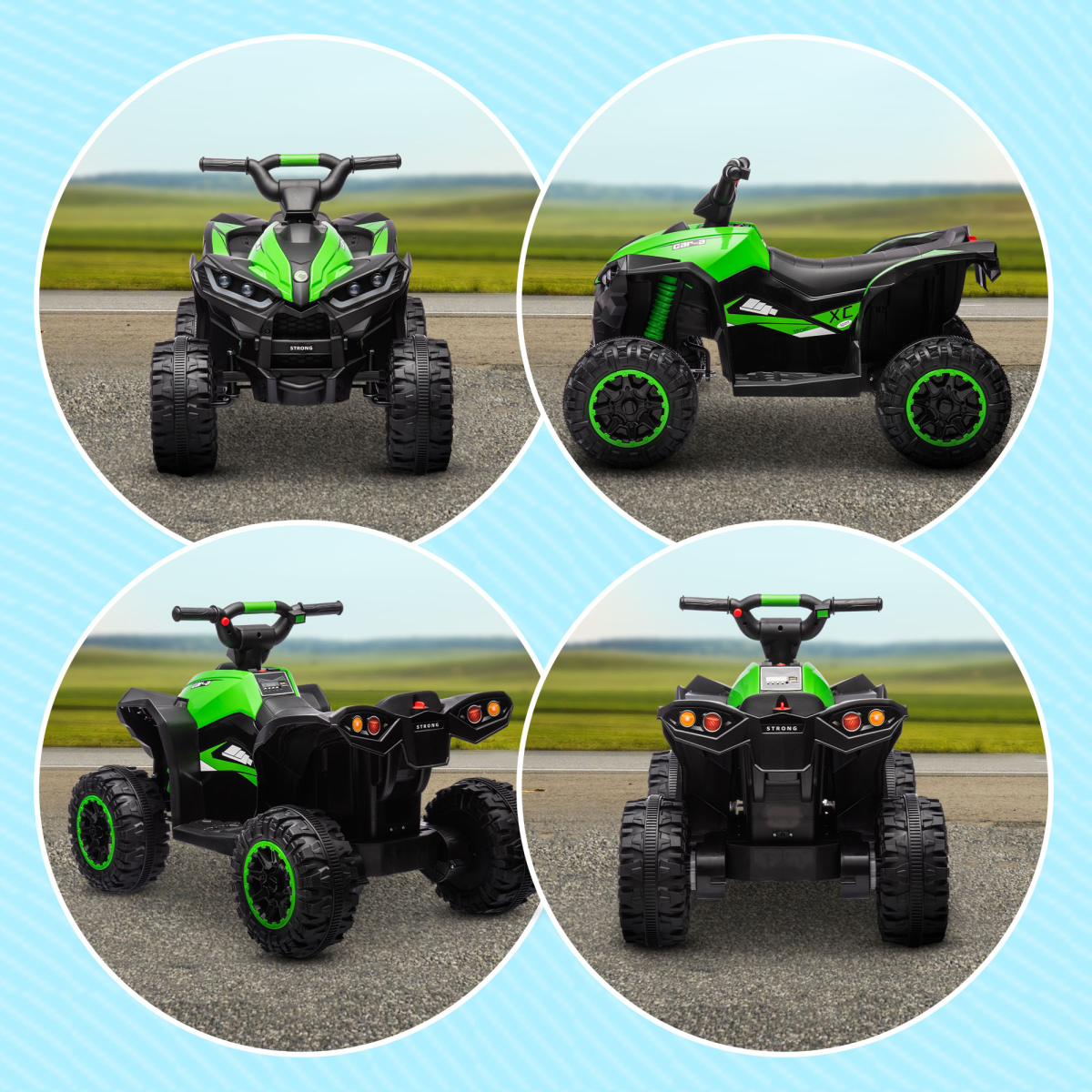 HOMCOM 12V Kids Electric Quad Bike Ride-On ATV, Green, Ages 3-5