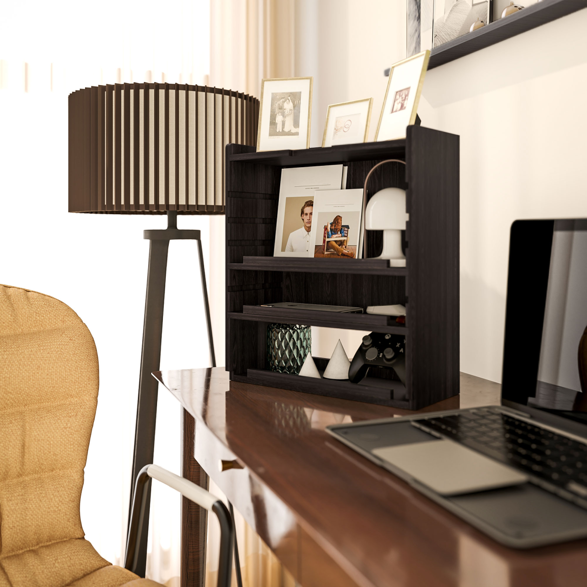 HOMCOM 4-Tier Desktop Organiser with Adjustable Shelves, Dark Brown