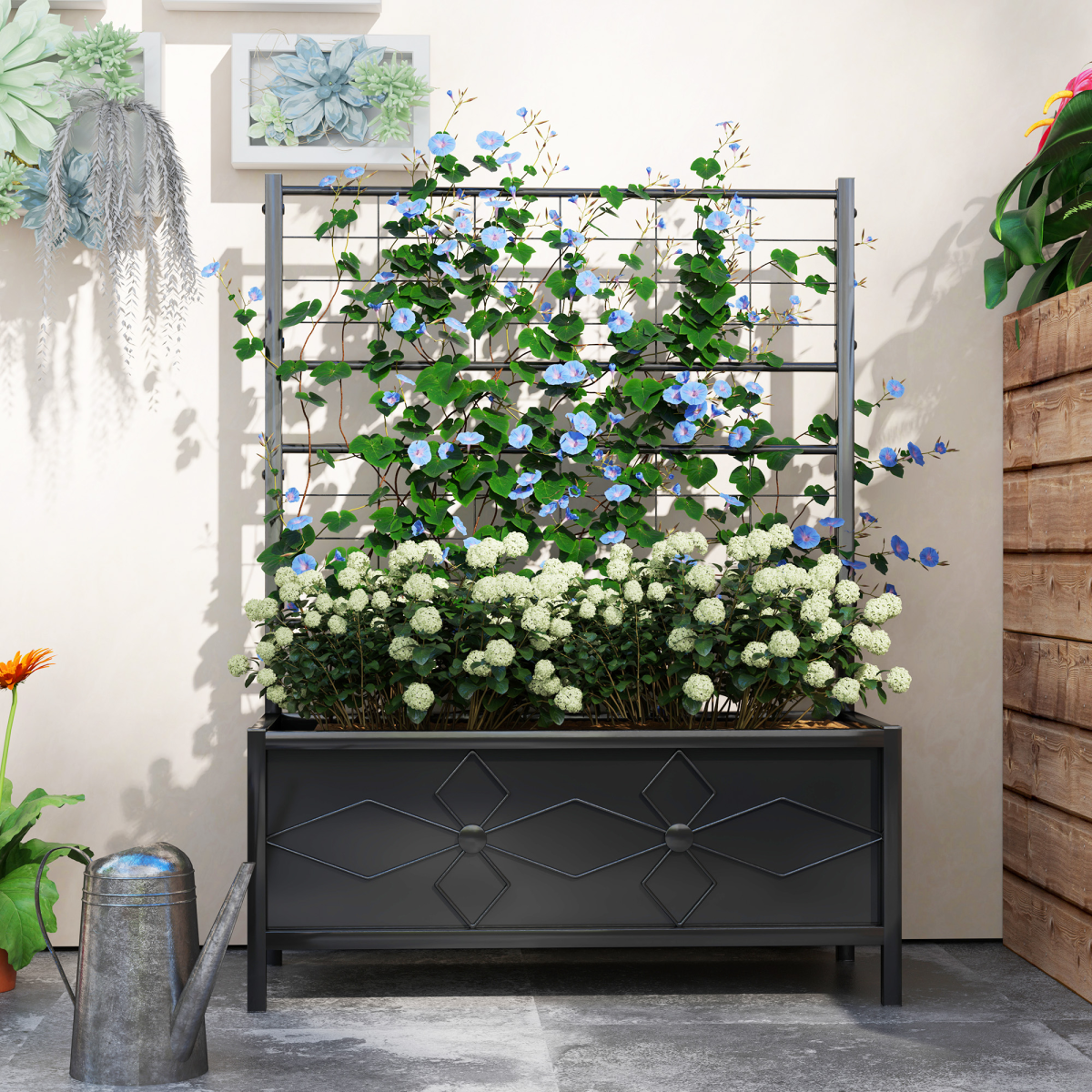 Outsunny Galvanised Steel Trellis Support for Climbing Plants