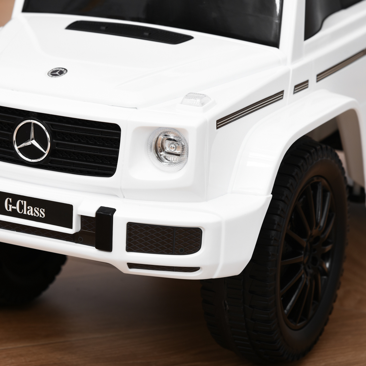Mercedes Benz G350 Licensed 3-in-1 Kids Ride-On Sliding Car with Under-Seat Storage, No Power, White