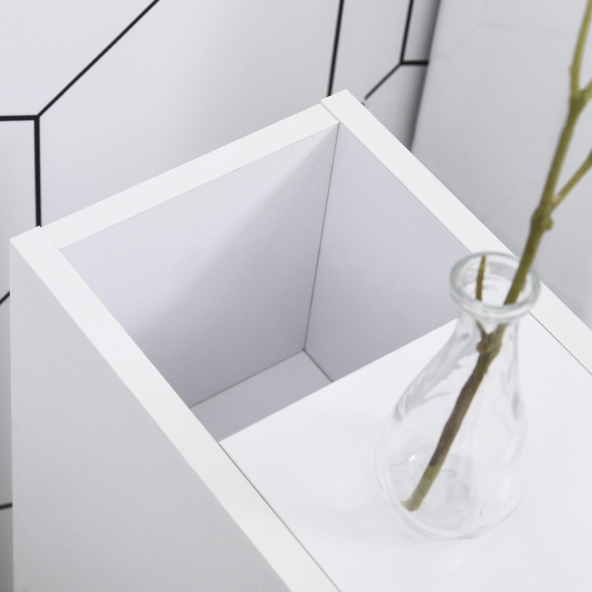 Slimline White Bathroom Storage Unit with 2 Drawers and Wheels