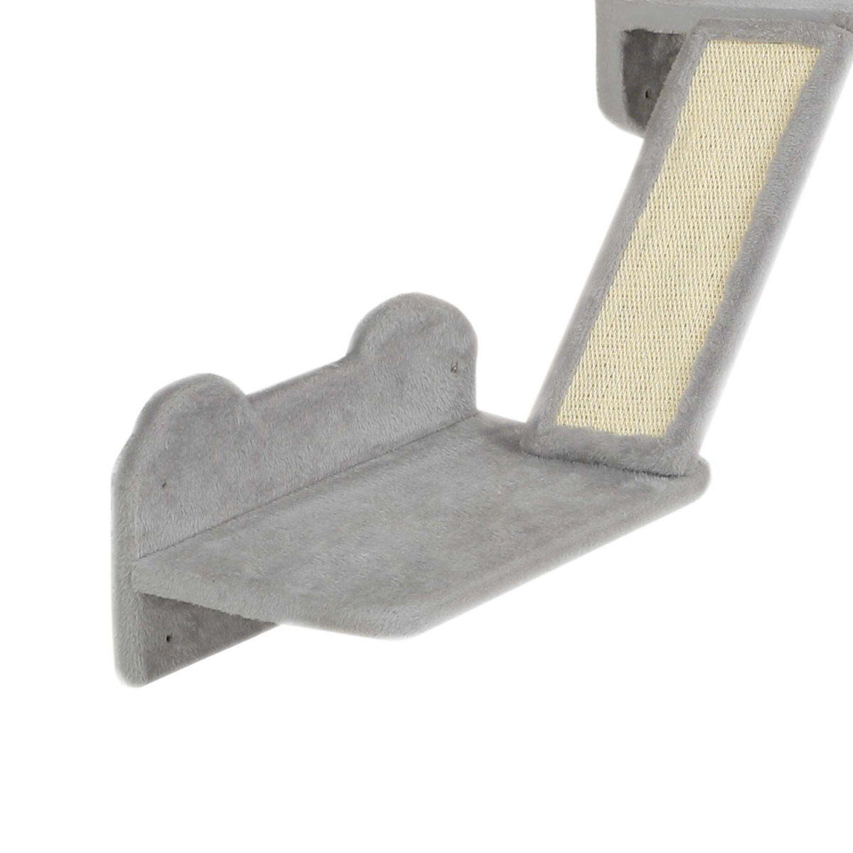 PawHut 3-Piece Wall-Mounted Corner Cat Shelves, Light Grey