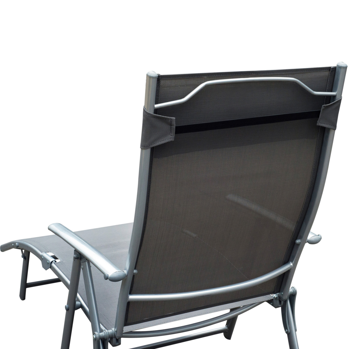 Outsunny Foldable Sun Lounger Recliner with Pillow, 5-Level Adjustable Backrest, Textilene, Grey