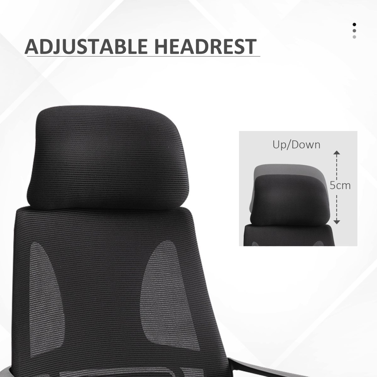 Black Mesh Office Chair with Adjustable Height and Padded Headrest