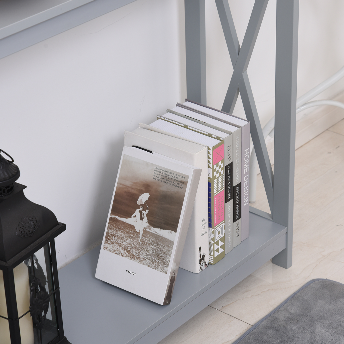 Solid MDF Console Table with Lower Storage Shelf, Entryway Hall Display Table