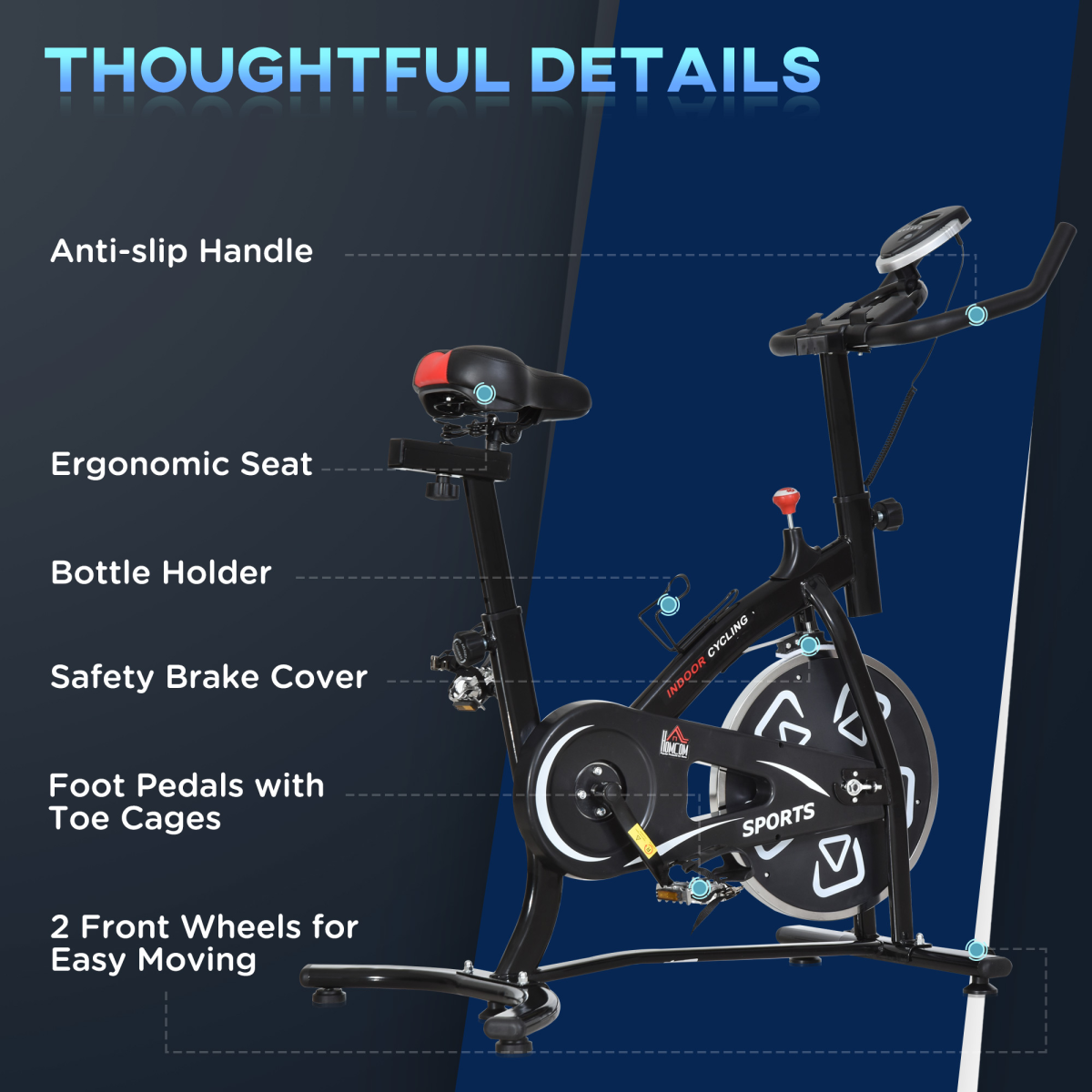 HOMCOM Belt-Driven Indoor Cycling Exercise Bike with LCD Monitor