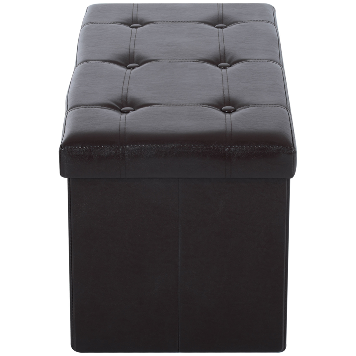 HOMCOM Folding Faux Leather Storage Cube Ottoman Bench Seat Brown
