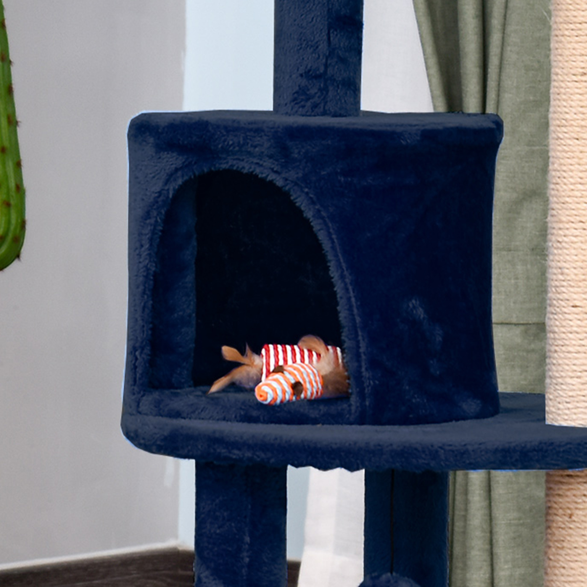 PawHut 104cm Deluxe Multi-Tier Cat Activity Tree with Scratching Posts, Top Round Ear Perch, House, Platform and Hanging Ball