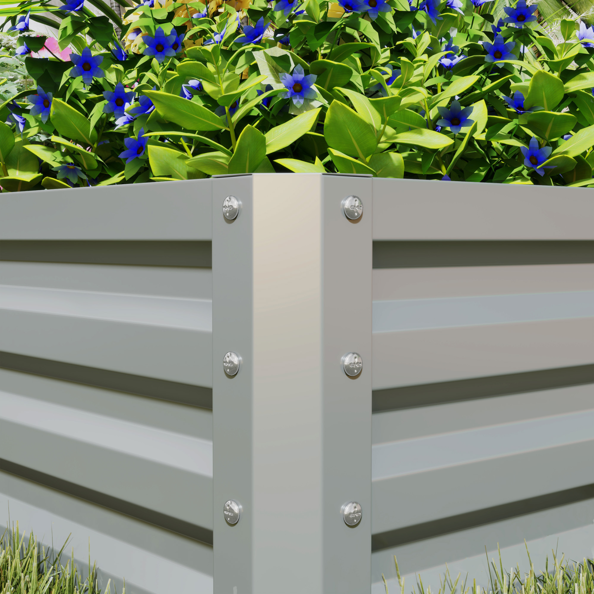 Outsunny Set of 2 Galvanised Steel Raised Garden Beds, Light Grey