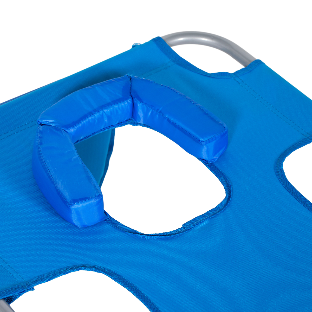 Outsunny Beach Chaise Lounge Sun Lounger with Face Hole, 5-Position Adjustable Backrest, Foldable, Blue