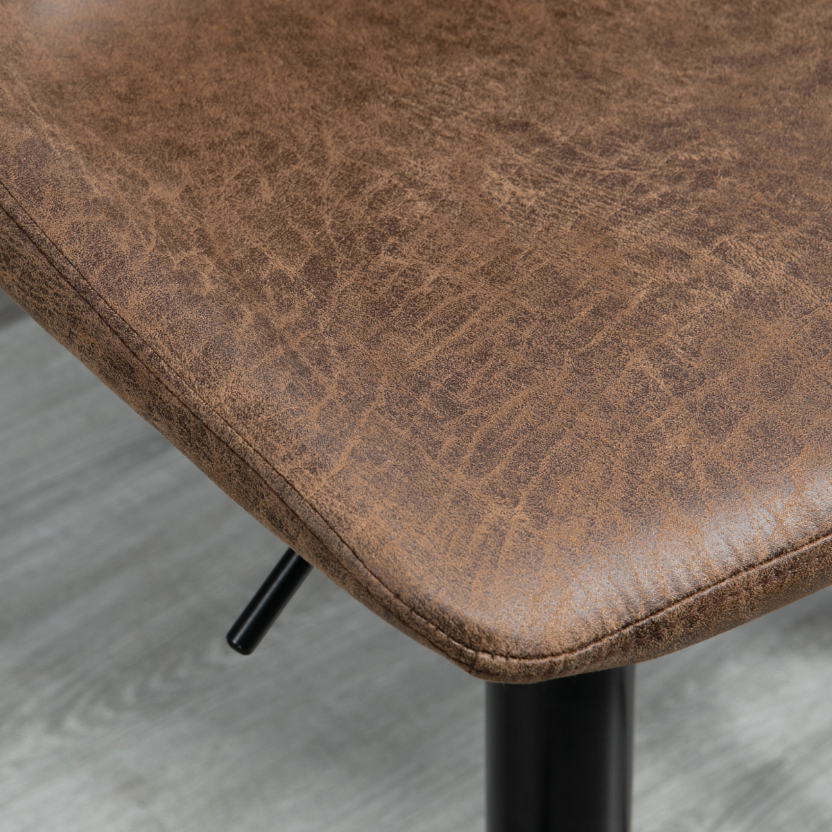 Set of 2 Retro Microfibre Tub Bar Stools with Adjustable Height, Metal Frame and Footrest, Brown