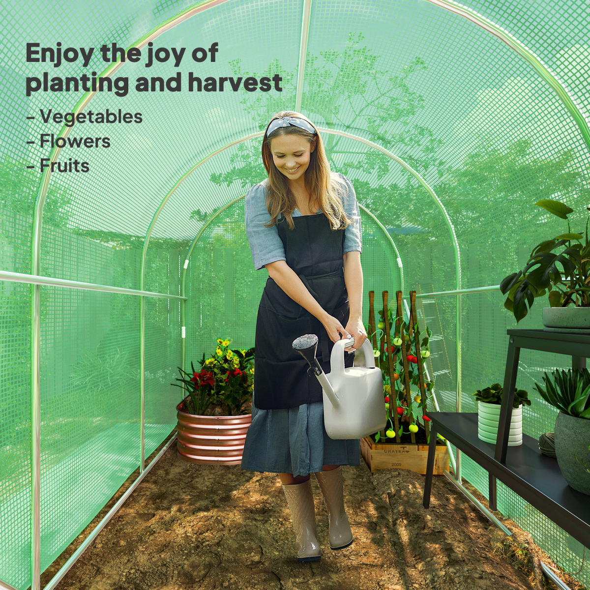 Outsunny 3 x 2m Polytunnel Greenhouse with Door, Galvanised Steel Frame