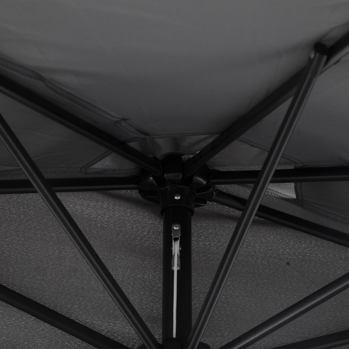 3m Half Round Wall Parasol, Grey Polyester and Aluminum Frame