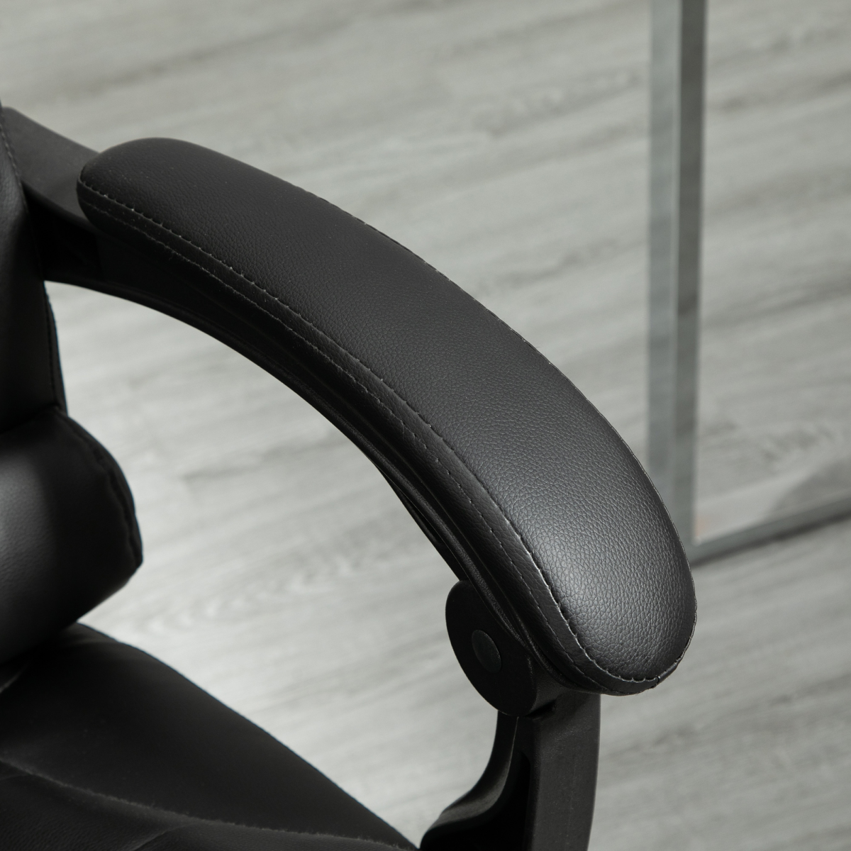 HOMCOM Black PU Leather High Back Swivel Office Chair with Reclining Back and Footrest