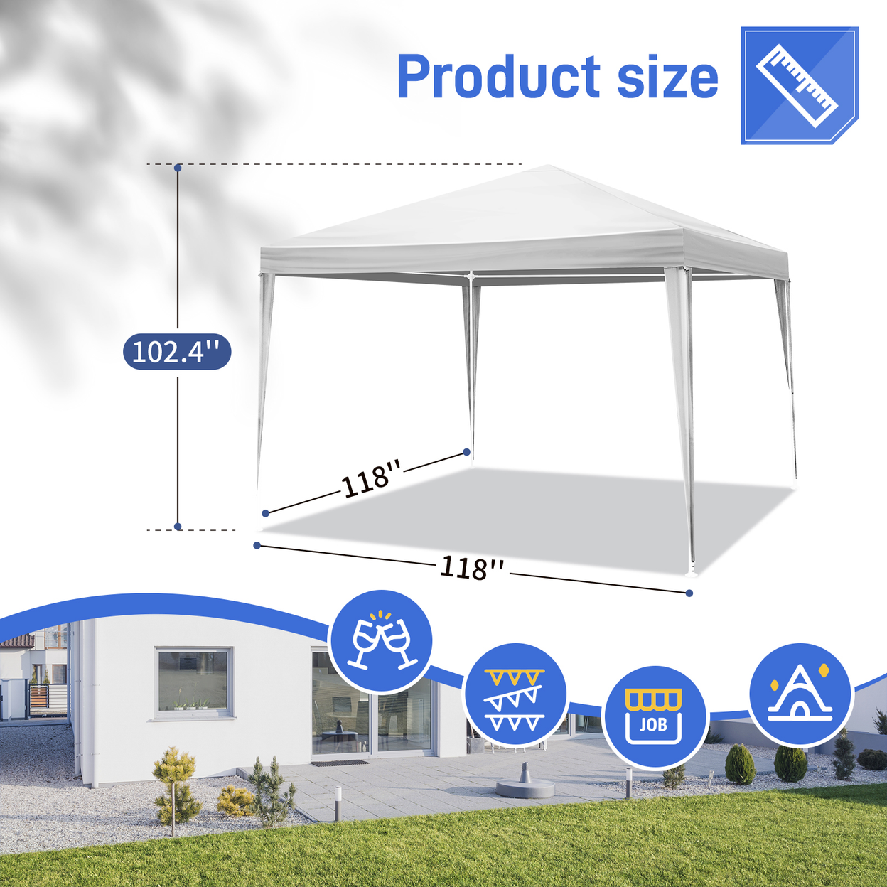 【Same Code 31052029】3 x 3m Three Sides Waterproof Tent with Spiral Tubes White