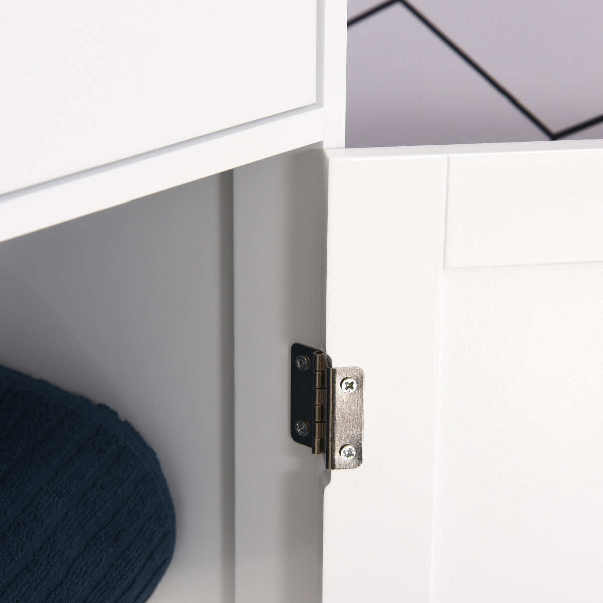 kleankin Bathroom Storage Cabinet with 3-Tier Open Shelves, Bottom Cabinet with Shelf, Transparent Acrylic Door, White