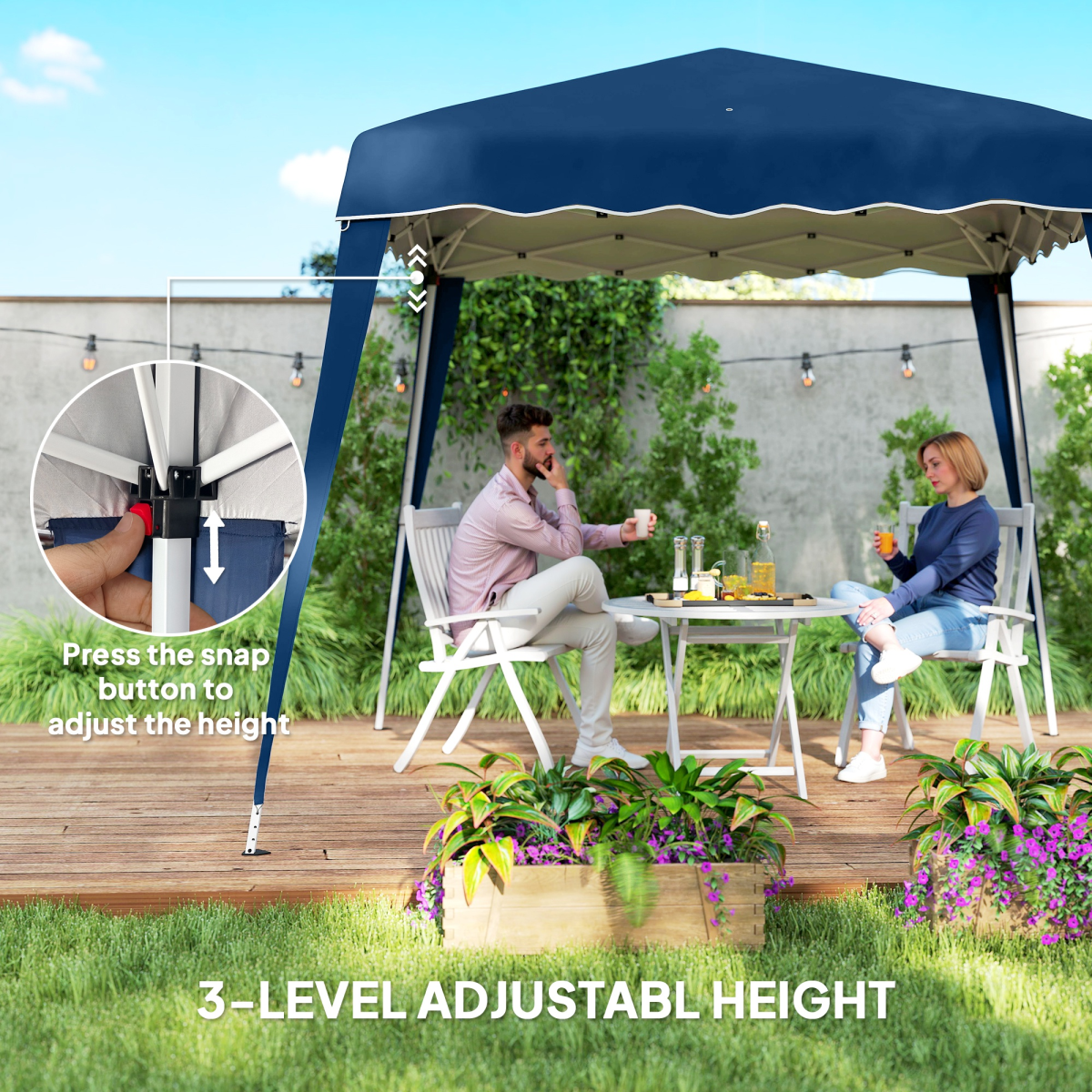 Outsunny 2.5m x 2.5m Pop Up Gazebo Tent, Water-Resistant, Blue