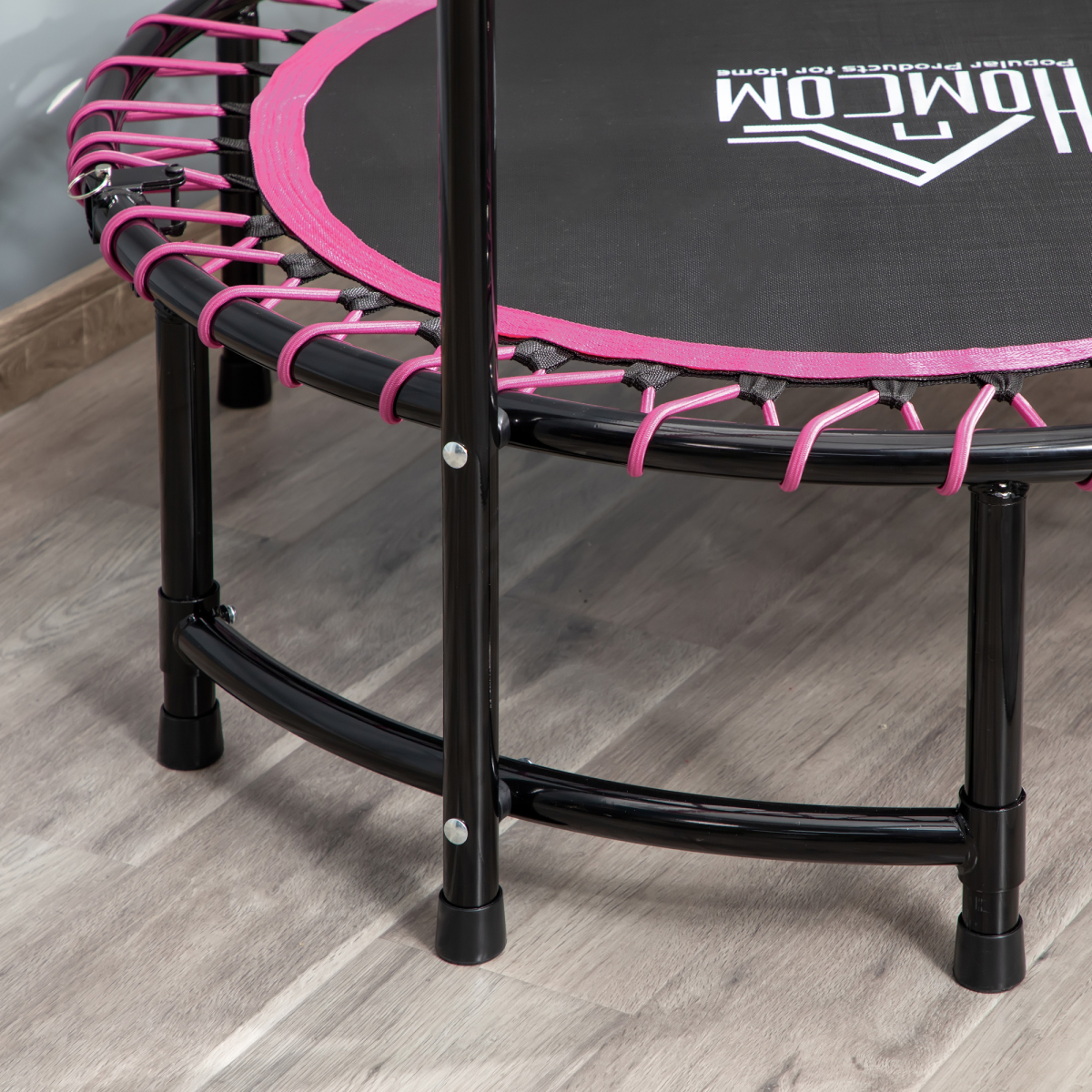 HOMCOM Folding Fitness Trampoline with Adjustable T-Bar Handle, Indoor and Outdoor Mini Rebounder, Steel Frame, 100kg Max Load