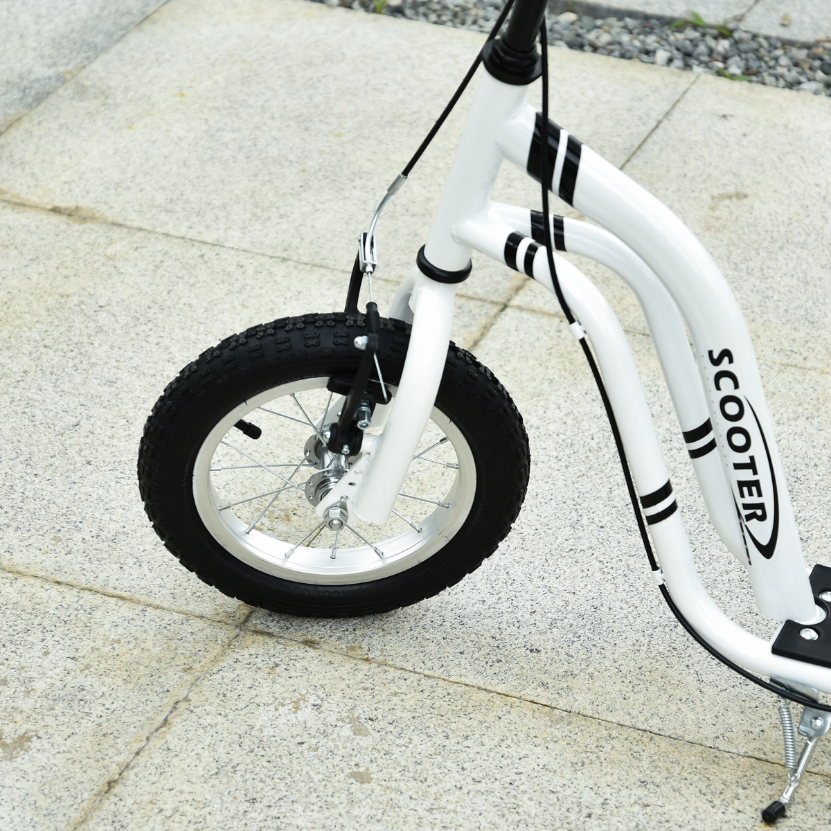 HOMCOM Dual-Brake Kick Scooter with 12-Inch Inflatable Wheels, Adjustable Height