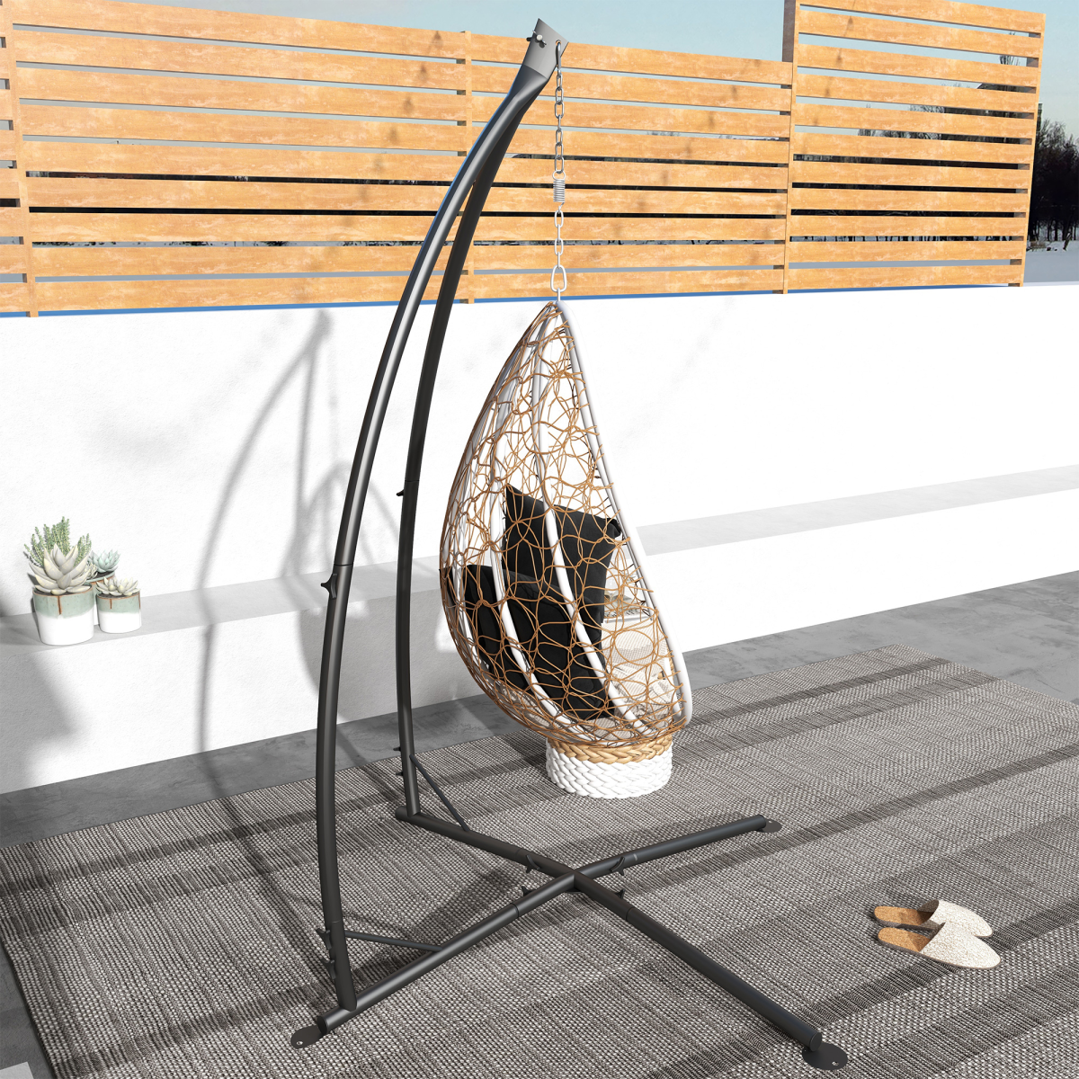 Outsunny Steel Hammock Chair Stand with Chain, Black