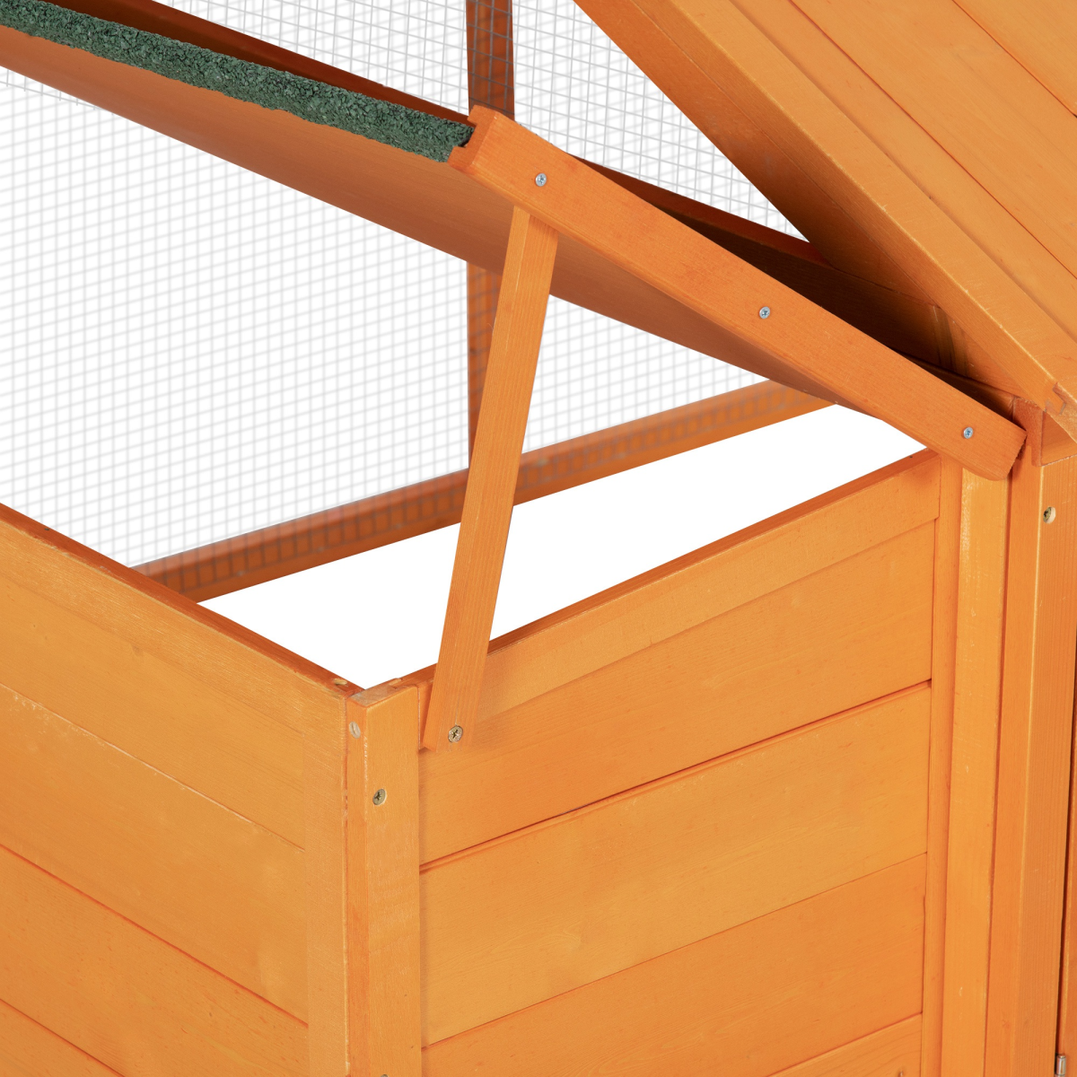 PawHut Wooden Chicken Run with Nesting Box, Openable Roof