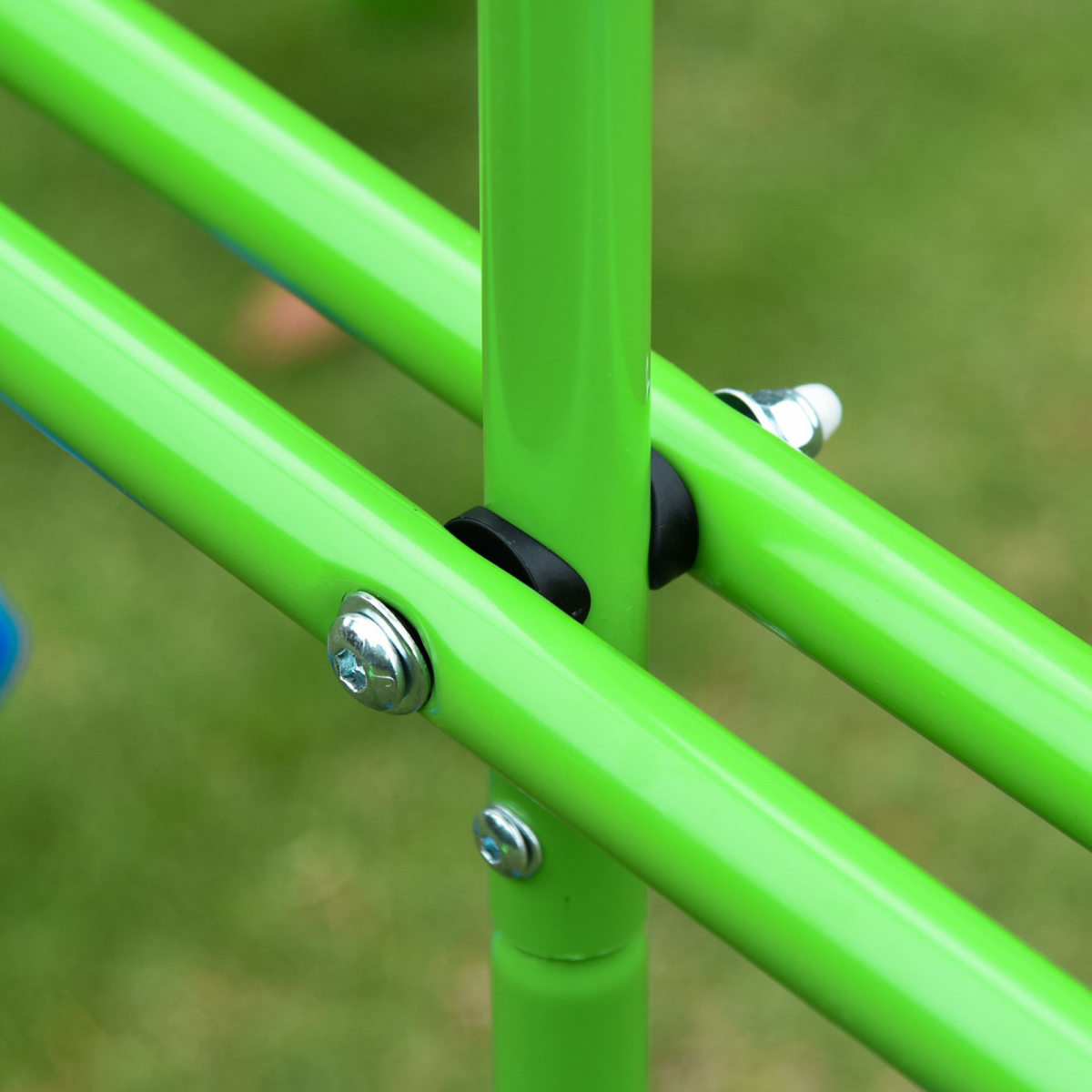 Metal Double Swing Set with Seat Glider Outdoor Garden Play Set, Green, Outsunny