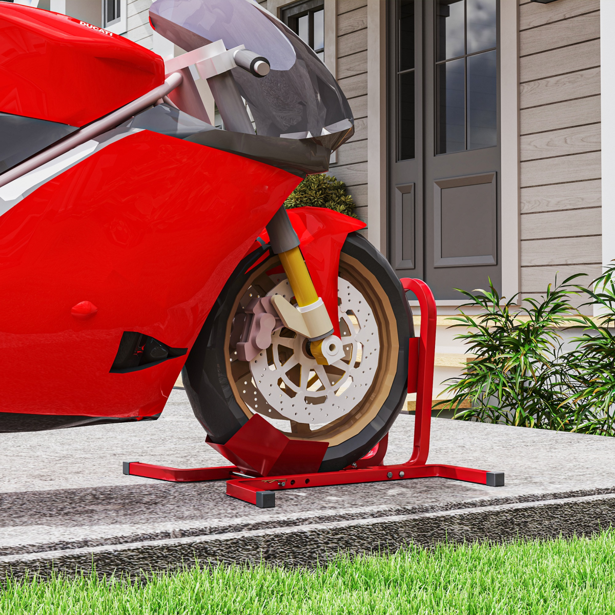 HOMCOM Adjustable Motorcycle Wheel Chock, Metal Frame, 250kg