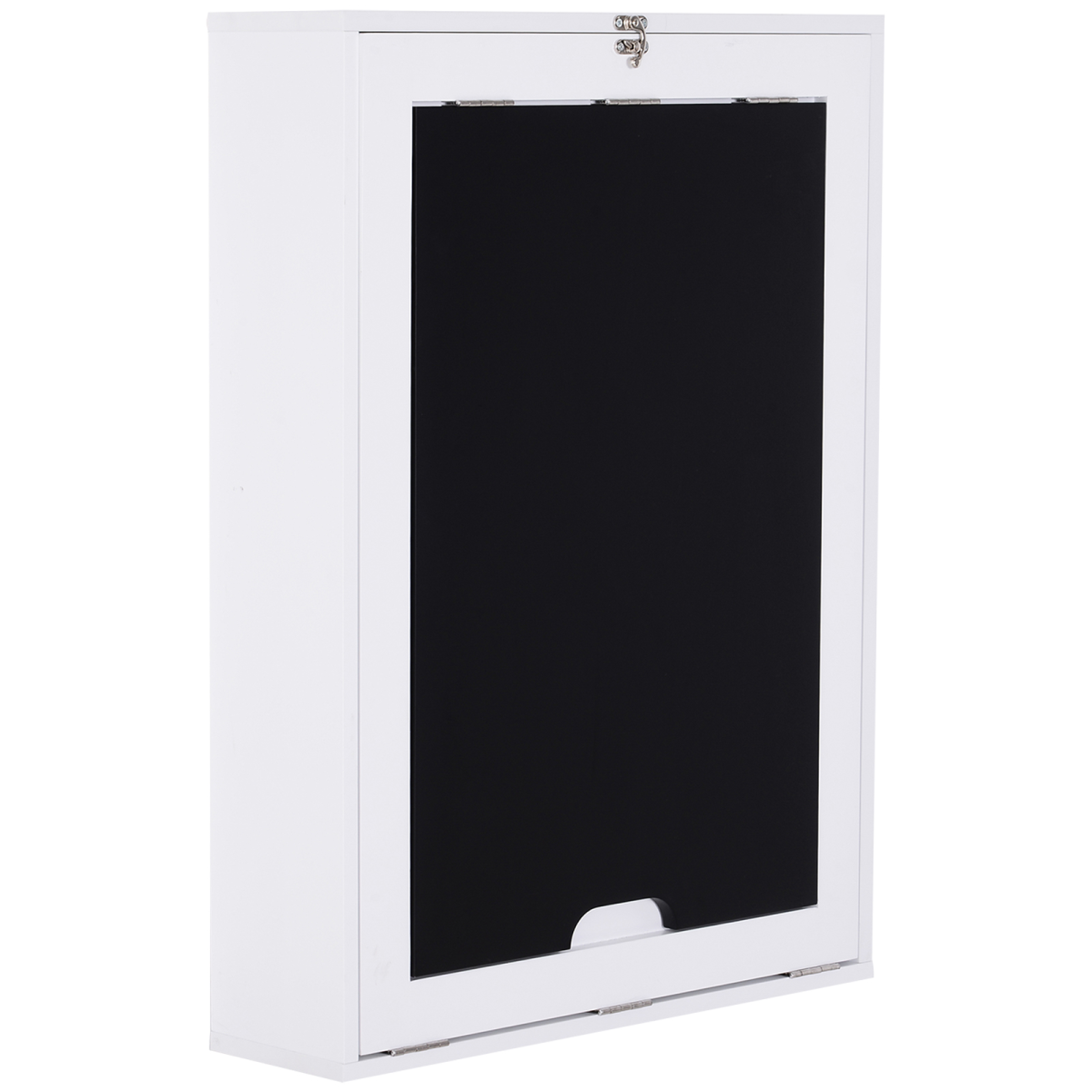 HOMCOM White MDF Wall-Mounted Folding Drop-Leaf Table with Chalkboard Shelf