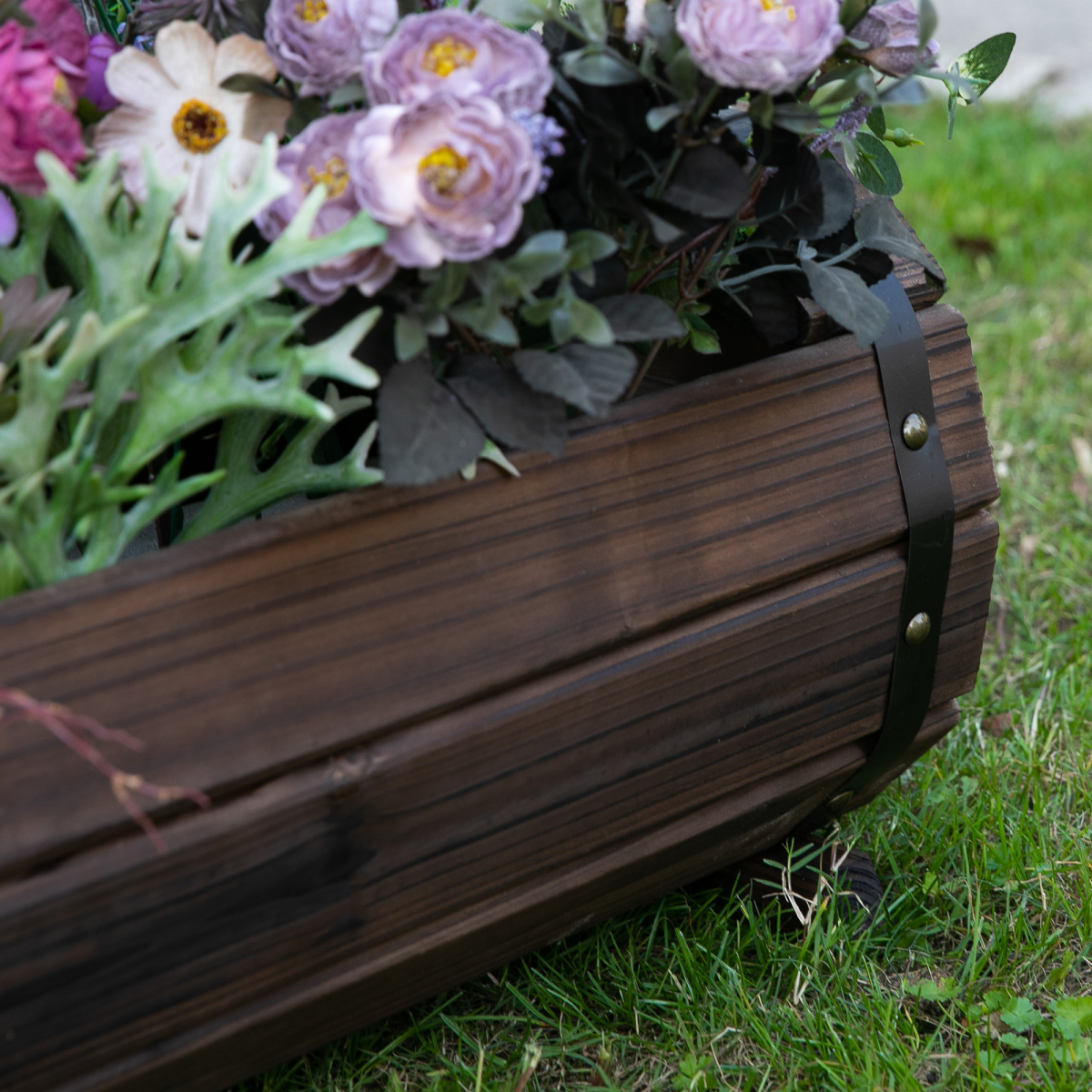 Outsunny Set of 2 Wooden Raised Planter Boxes for Garden, Patio, and Balcony