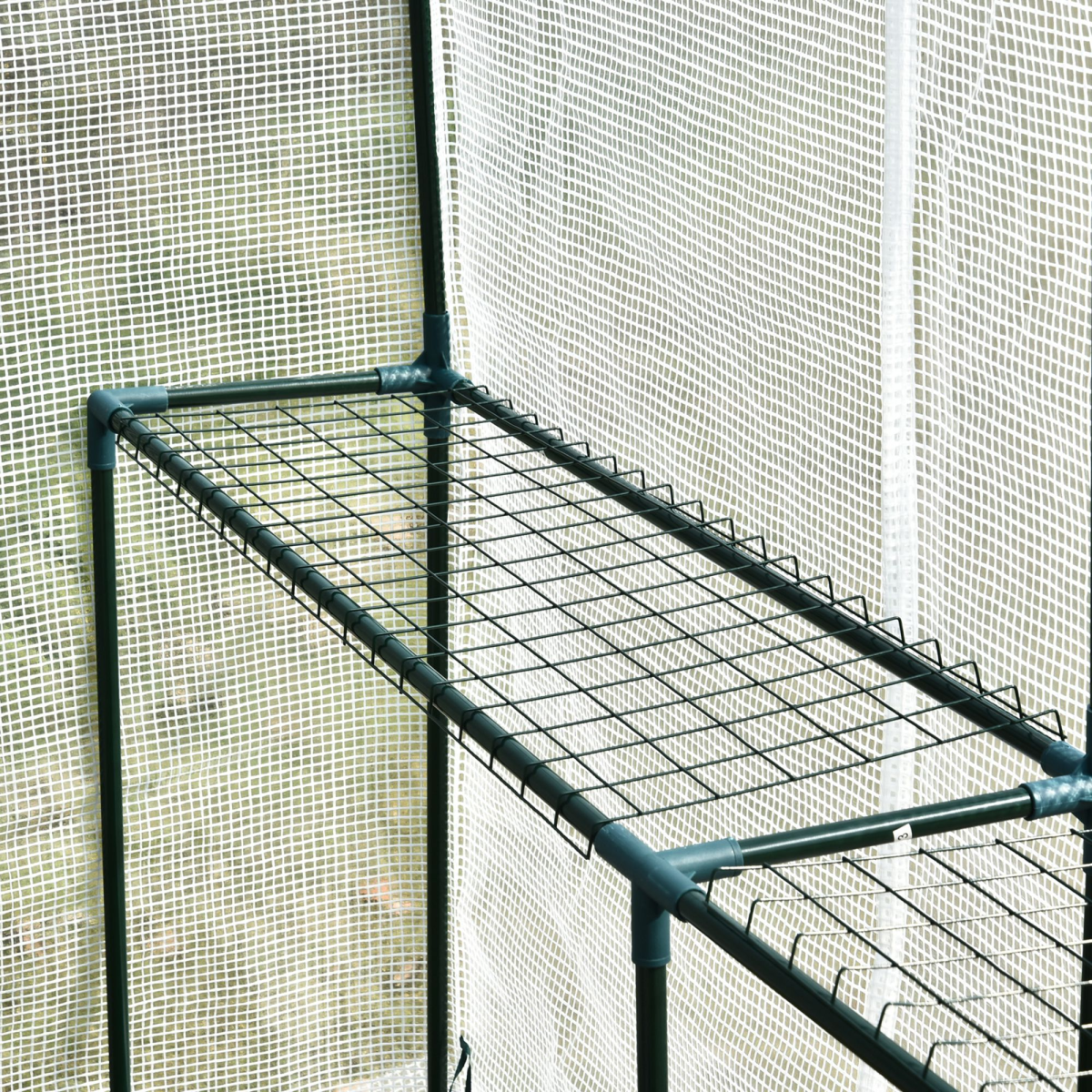 Outsunny Walk-In Garden Greenhouse with 4 Wire Shelves, Steel Frame, Roll-Up Door, 186L x 120W x 190Hcm, White