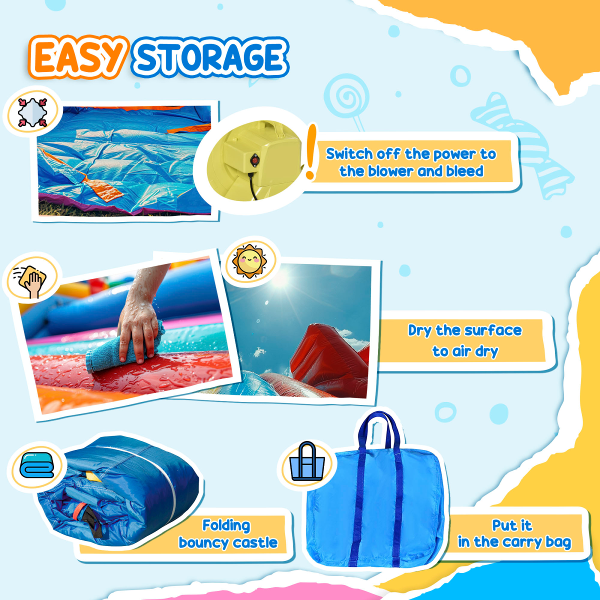 Kids Inflatable Bouncy Castle with 2 Slides, Pool, Trampoline & Blower
