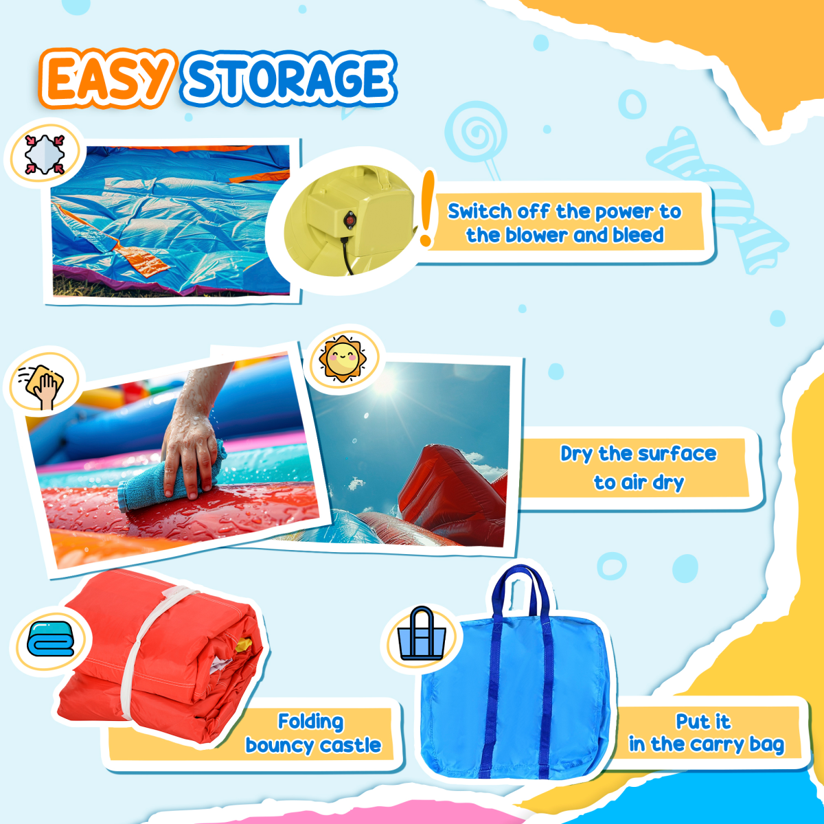 Inflatable Bouncy Castle with Slide, Pool, Trampoline & Blower