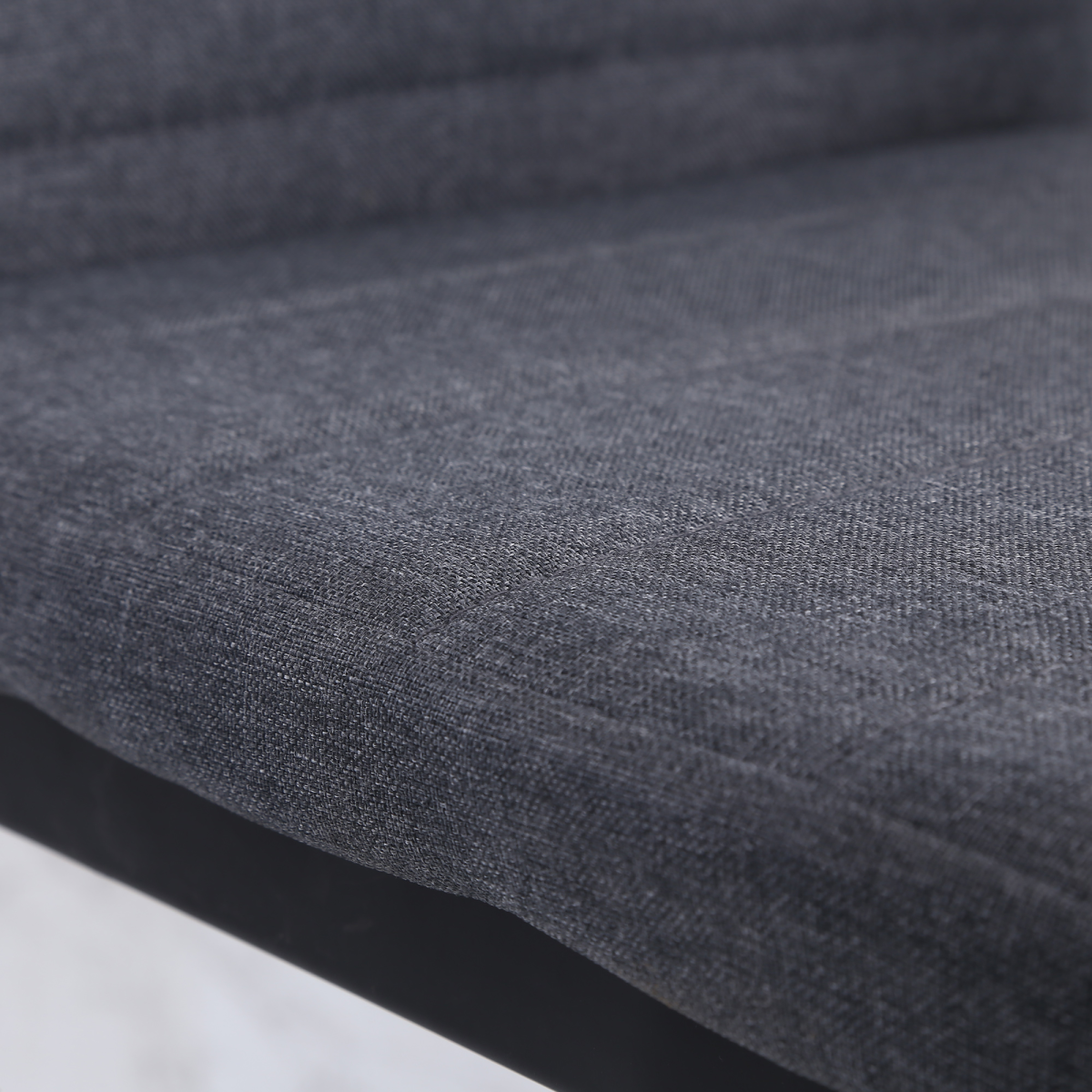 Set of 4 High Back Upholstered Dining Chairs, Grey Linen-Look Fabric, Steel Legs