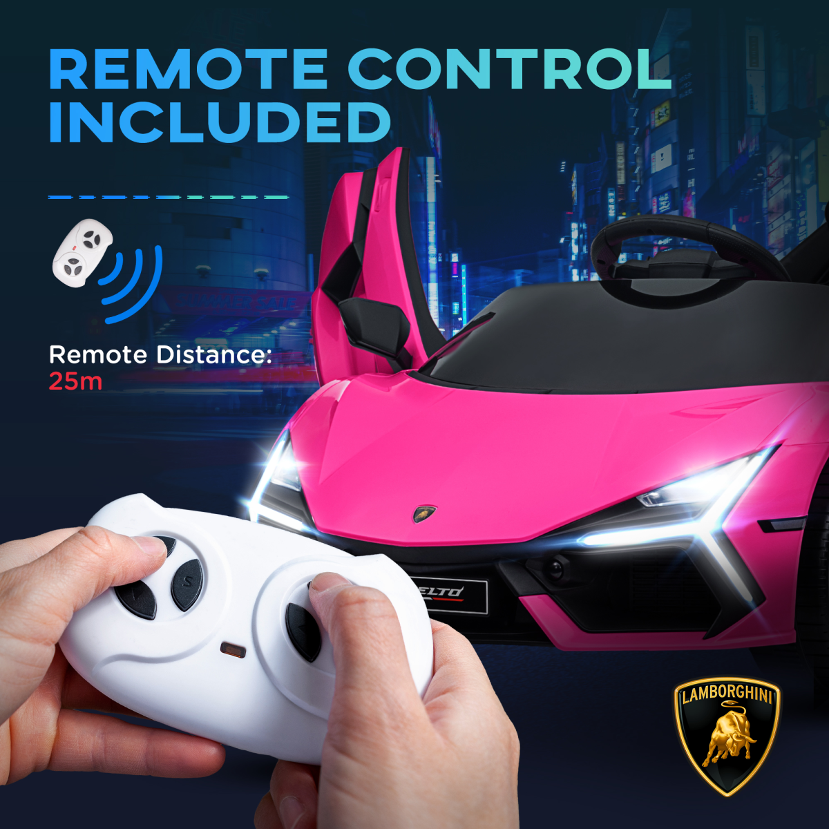 AIYAPLAY Lamborghini Revuelto Licensed Pink Ride On Car with Suspension