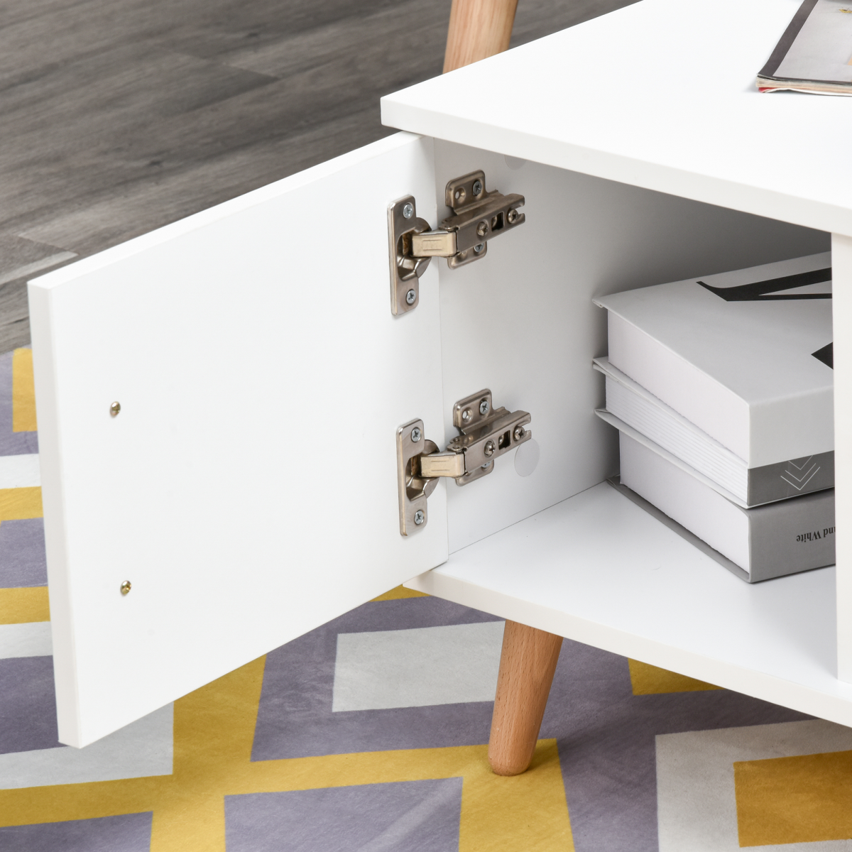 HOMCOM Coffee Table with Storage, White Sofa Side Table with Cabinet, Drawer and Shelf