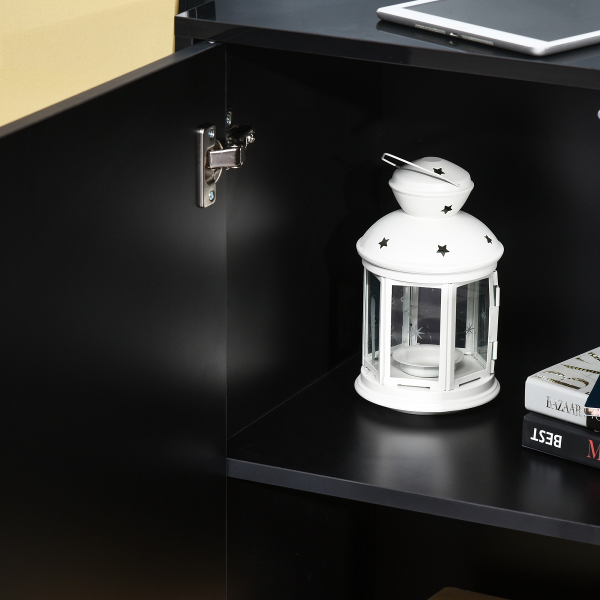 Side Cabinet with 2 Doors and 2 Drawers, Push Open Freestanding Storage Cabinet for Home Office
