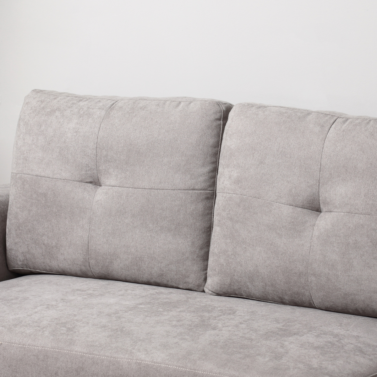 Linen-Look L-Shaped Sofa Bed with Storage, Grey