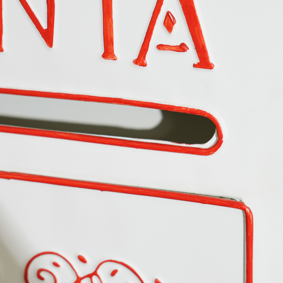HOMCOM Wall Mounted Christmas Post Box, White Steel Santa Mailbox