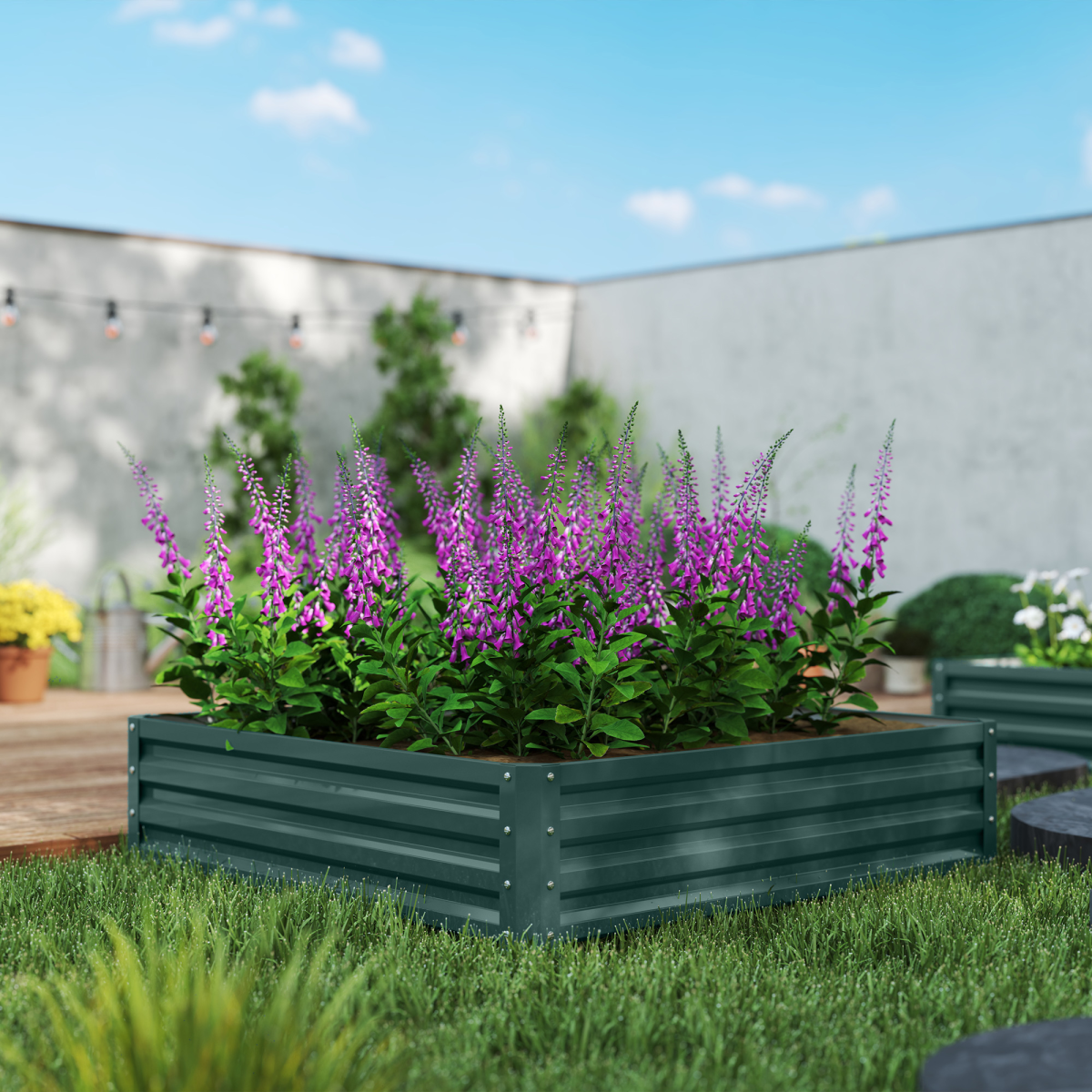 Outsunny 120x120cm Galvanised Steel Raised Garden Bed Planter