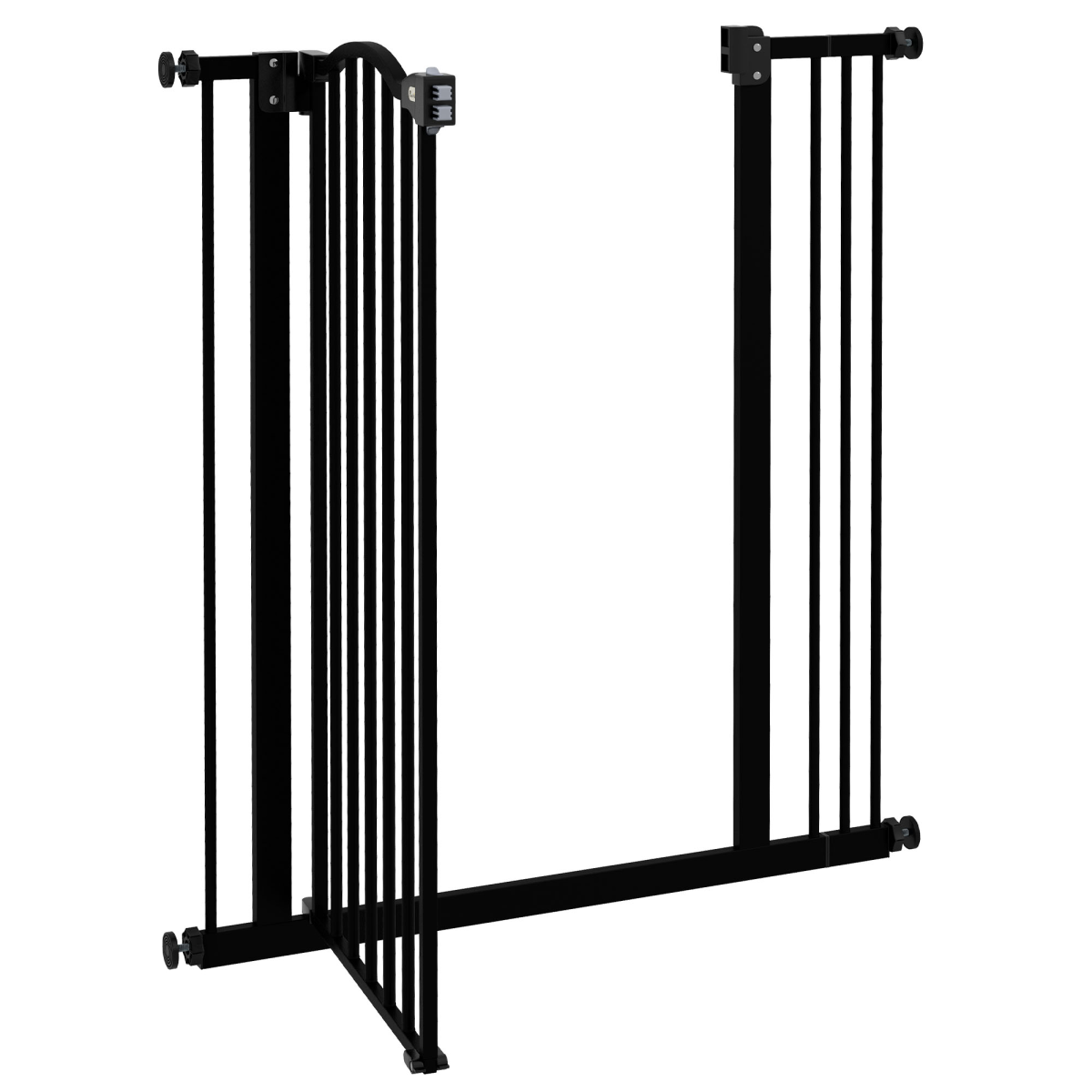 PawHut Adjustable 74-87cm Metal Pet Gate Safety Barrier with Auto-Close Door, Black