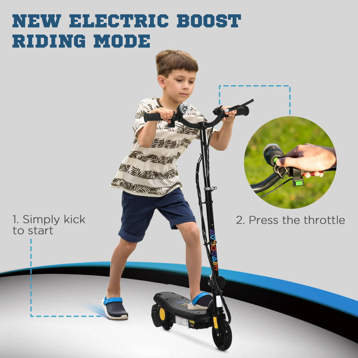 Foldable Electric Scooter with LED Headlight for Ages 7-14 - Black